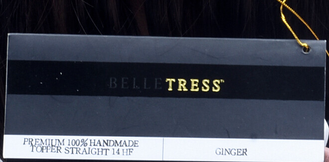 PREMIUM 100% HAND-TIED STRAIGHT TOPPER 14" BelleTress, GINGER Color, CLEARANCE 