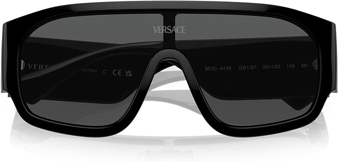 Pre-owned Versace Women's 0ve4439 Aviator Sunglasses Black Luxottica 33mm Scuro Gray