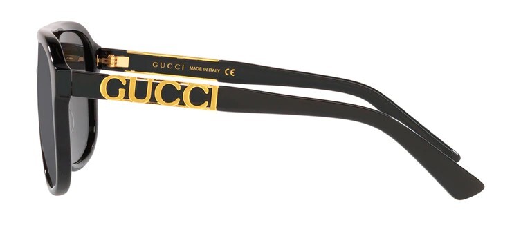 Pre-owned Gucci Gg 1188s 002 Black Gold Grey Lens Oversized Sunglasses 57mm In Gray