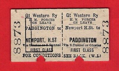 GWR Edmondson Ticket - 1st Forces Leave Return - Newport High St to Paddington
