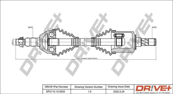 Dr!Ve+ Antriebswelle 577mm Vorne Links Passend FÃ¼R Opel Astra Zafira | Dp2110.10