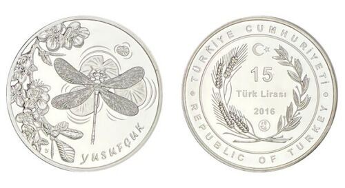 TURKEY 2016, DRAGONFLY, Commemorative Silver Coin, 925 Ag UNC