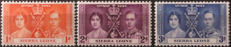 Sierra Leone 155 Ã  157 * Mvlh Couronnement Coronation George Vi Du 12 Mai 1937