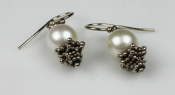 Michael Dawkins Sterling Silver Pearl Earro]ings, Drop/Dangle, Hook