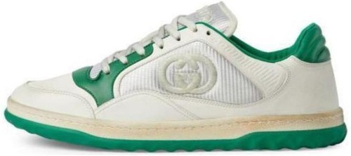 Gucci White Leather Striped Sneakers Green Red 387993 3830 9071