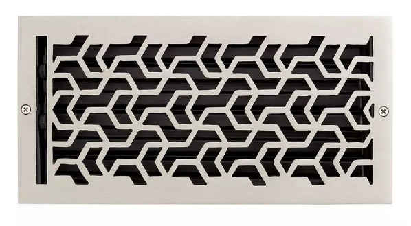 Signature Hardware Jastrow Brass Wall Register - 6" x 12" - Brushed Nickel
