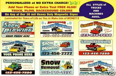 2 Magnetic Snow Plow Signs Or for Any Business 12x24