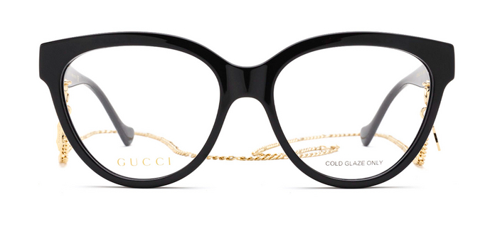 Pre-owned Gucci Gg1024o 006 Cat-eye Black/gold Square Women Eyeglasses In Clear