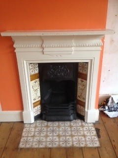 Victorian Fireplace With Decorative Tiles Dismantled And Ready To