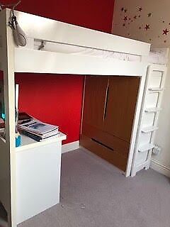 Aspace Farringdon High Sleeper With Desk Wardrobe In