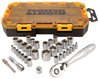 2 PAK Dewalt; 34 Piece; 1/4in& 3/8inDrive Socket Set; Chrome Vanadium Steel; ...
