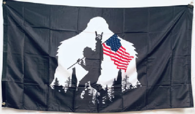 3X5 BIG FOOT SAQUATCH PATRIOTIC USA FLAG BANNER 100D