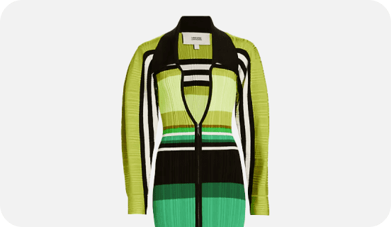 A green dress linking to Christopher John Rogers shopping page