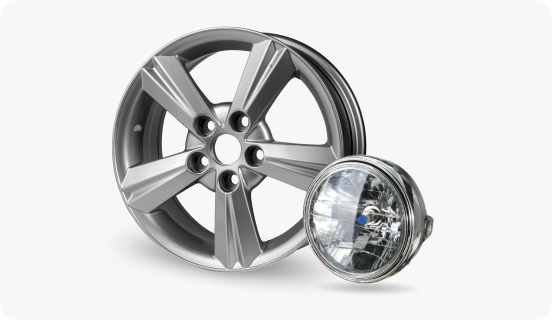 A headlight and a tire rim linking to Auto Parts & Accessories page