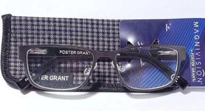 Foster Grant Men's Reading Glasses with Case  Bryce Gun +2.00 NEW!