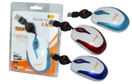 Mini Mouse Ottico Usb Con Filo Retrattile Ergonomico 1200dpi Linq M-2016