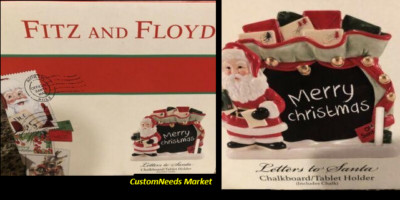 Fitz and Floyd ''Christmas Letters Santa'' Chalkboard/Tablet Holder (50% Shipping)