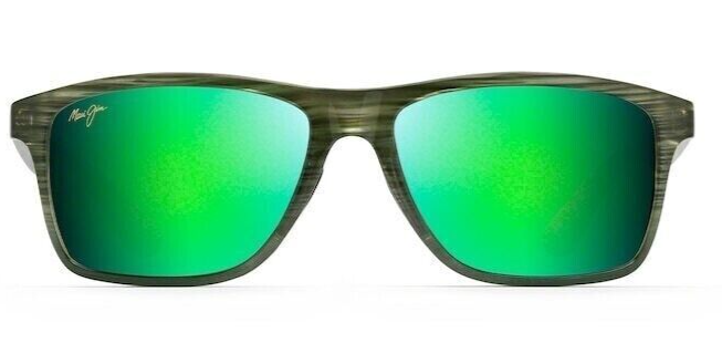 Pre-owned Maui Jim Onshore Gm798-15c Olive Stripe Fade / Mauigreen In Olive Stripe Fade/green Mirror Polarized