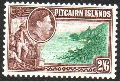 PITCAIRN ISLANDS MNH 1940 SG8 2/6d Green and Brown