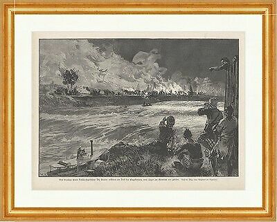 Von Stanleys Emin Pascha-Expedition Araber Arumimi Holzstich E 17082 Gerahmt