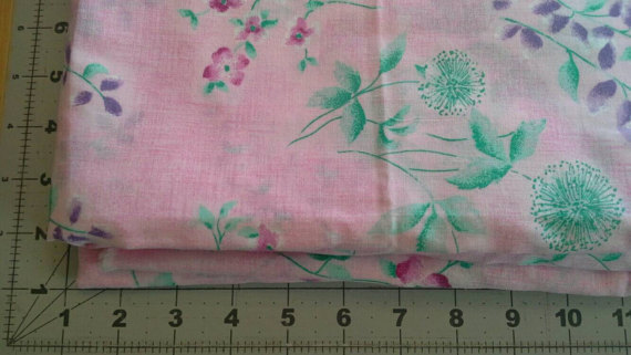 Floral Print on Pink Background Polyester Cotton Blend 6 3/4 Yards