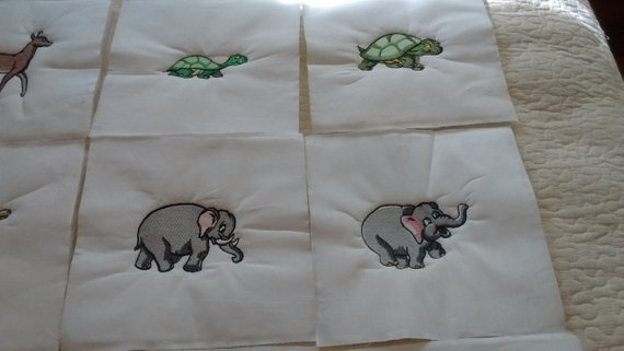 Noah's Ark Machine Embroidered Quilt Squares