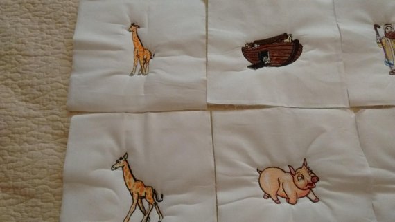 Noah's Ark Machine Embroidered Quilt Squares