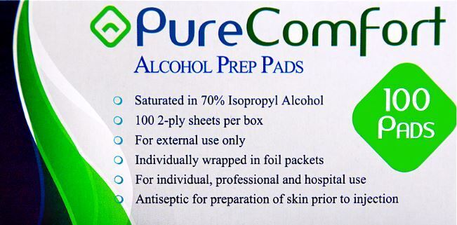 Home Aide Pure Comfort Alcohol Prep Pads - 100 Pads