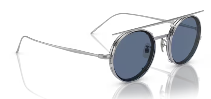 Pre-owned Oliver Peoples 0ov1292t G.pont 5315 Brushed Chrome Men's Eyeglasses With Clip-on In Demo Clear Lens