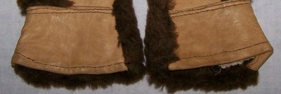 VINTAGE TODDLER FAUX FUR AND LEATHER MITTENS-BOY-WINTER