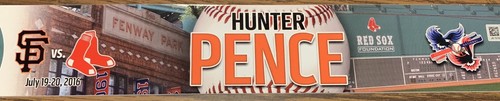 Hunter Pence Game Used Name Plate Giants Fenway Park Red Sox MLB Hologram