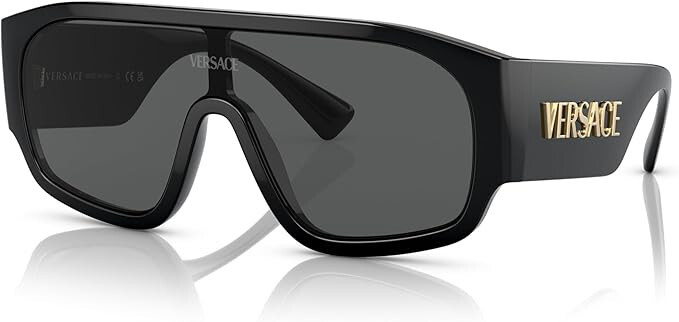 Pre-owned Versace Women's 0ve4439 Aviator Sunglasses Black Luxottica 33mm Scuro Gray