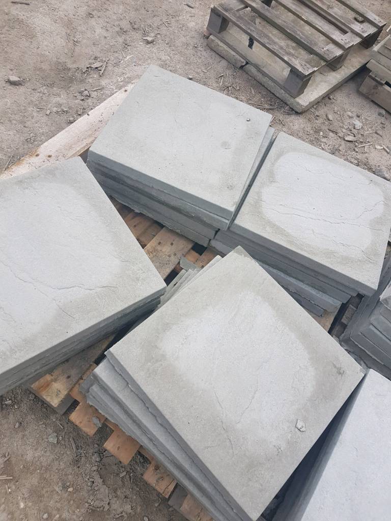 Standard grey 450x450x38 concrete riven paving slabs in Prudhoe