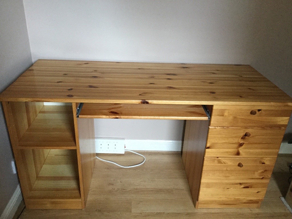 Ikea solid pine desk (Tore) table and swivel chair in Downend