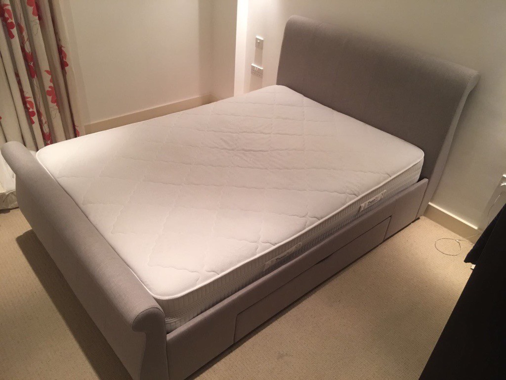 Dreams Lucia Silver Fabric Double Upholstered Bed Frame with or