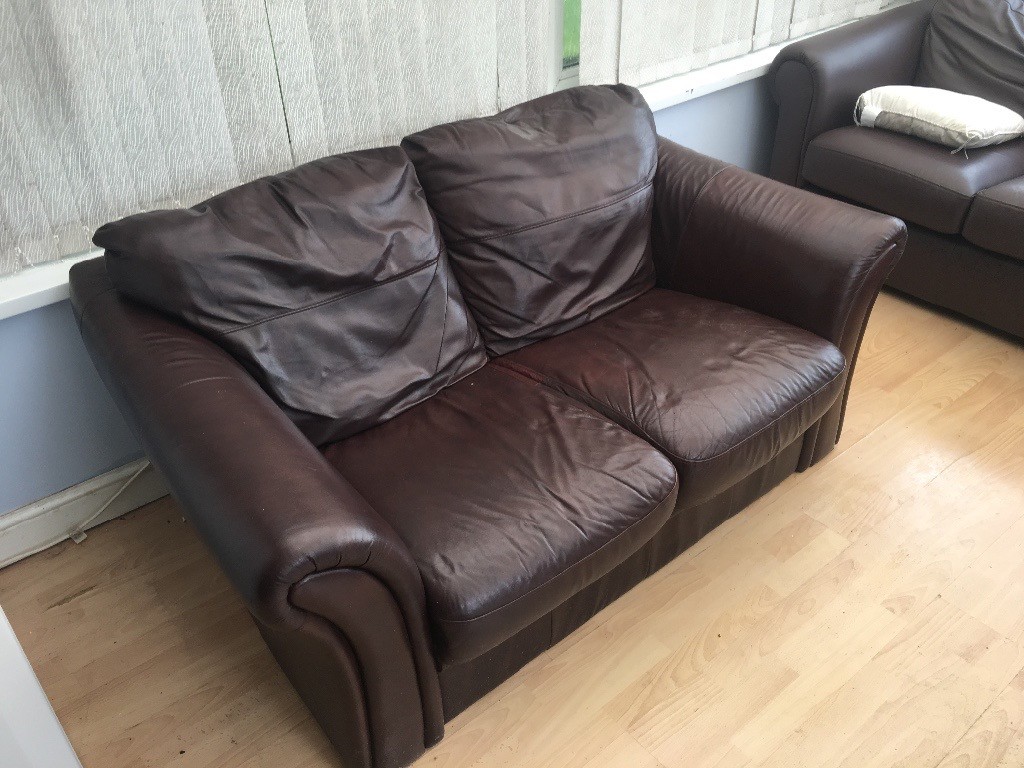 Chocolate Leather Sofa Cheap In Cardiff City Centre Cardiff
