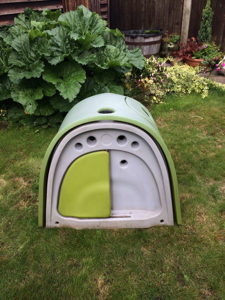 For sale a green Eglu Classic chicken coop with 2 metre run and