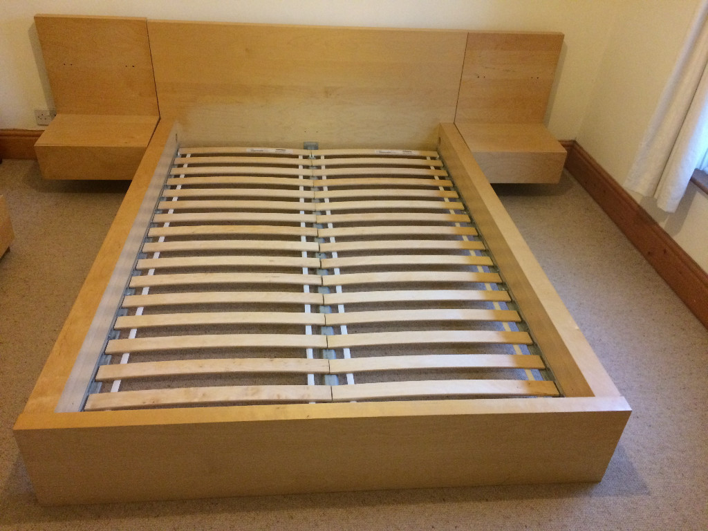Ikea Double Bed Frame with Adjoining Bed Side Tables in Chester