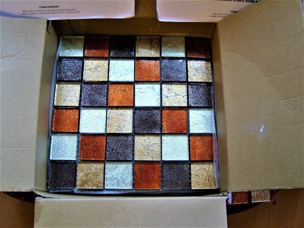 5 SHEETS MOSAIC GLASS TILES ,"HONG KONG AUTUMN MIX 300X300X8MM , NEW