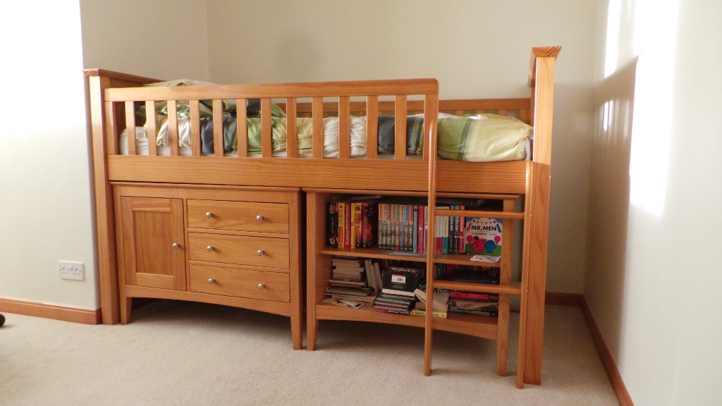 Marks and Spencer full size single cabin bed with desk, drawers