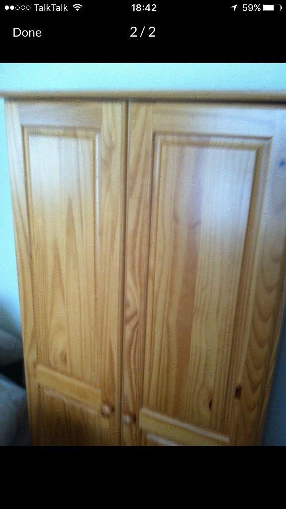 Quality Sturdy Solid Real Pine Wooden Double Wardrobes Child