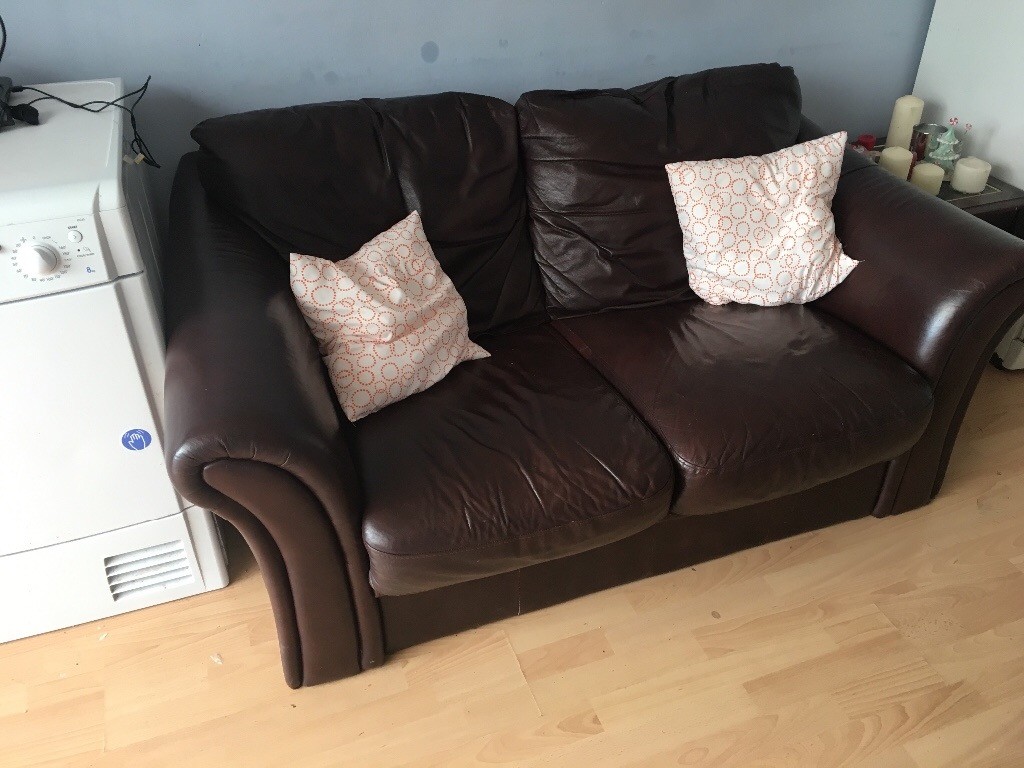 Chocolate Leather Sofa Cheap In Cardiff City Centre Cardiff
