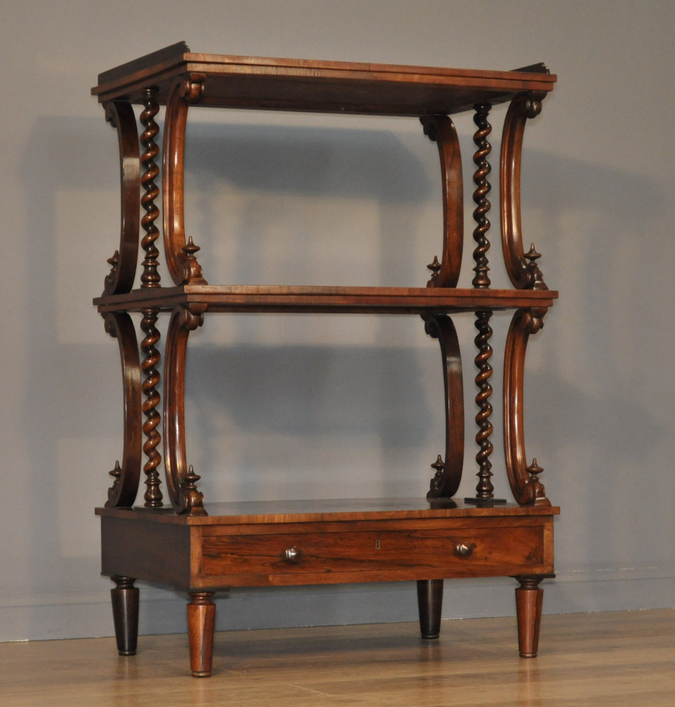 Attractive Large Antique Victorian Rosewood Whatnot Open Floor Bookcase