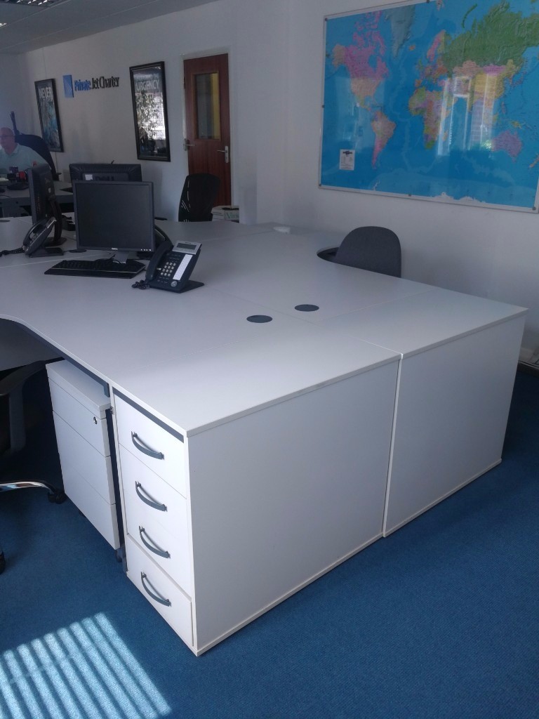 Office desks for sale, set of 4 matching desks and 4 matching drawer