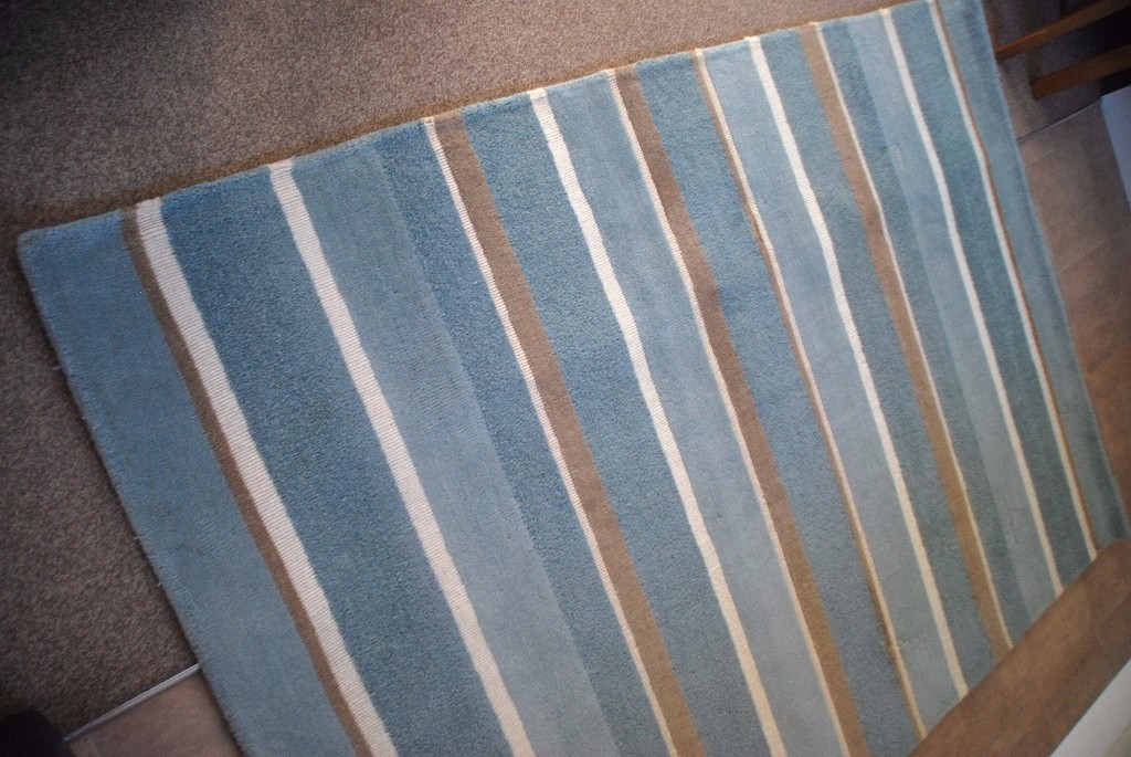 Laura Ashley Bexley Duck Egg Stripe Wool Rug 170x240cm in