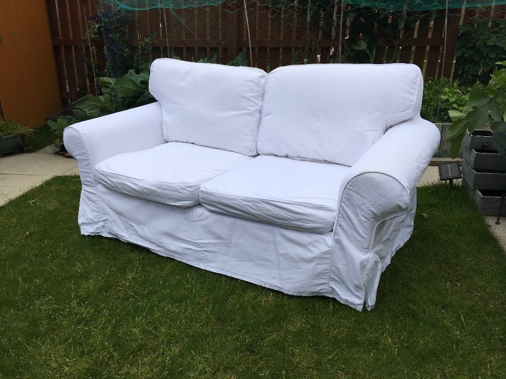 Lovely Ikea white two seater sofa with removable washable ...
