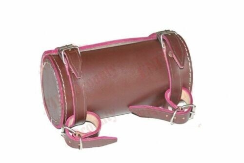 Fits Royal Enfield Vintage Customised Brown Leather Tool Bag Roll Engraved 