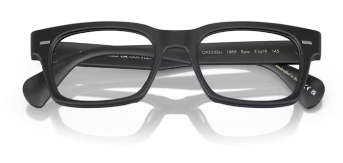 Pre-owned Oliver Peoples 0ov5332u Ryce 1465 Semi Matte Black Square Men's Eyeglasses In Clear