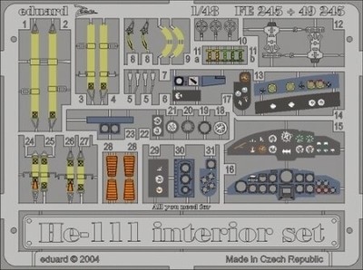 EDPFE245 Eduard Photoetch Zoom 1:48 He 111 interior Revell