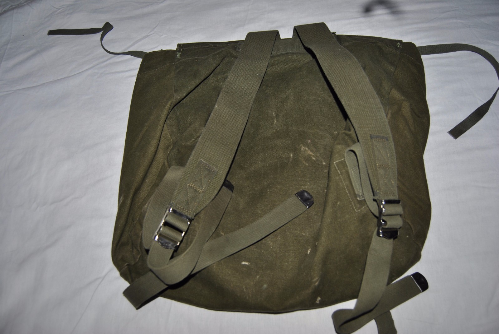 Vintage US Forest Service packsack or backpack, green cotton canvas